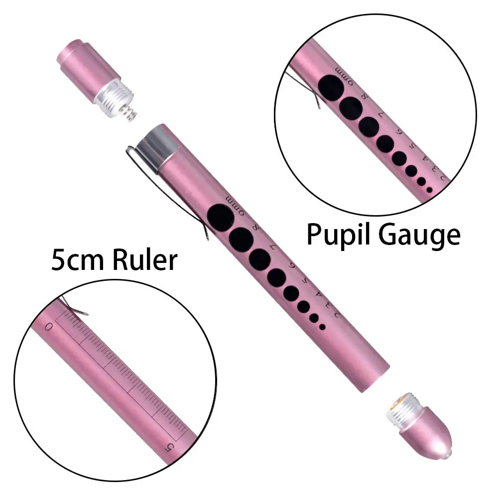 Portable LED Flashlight Medical First Aid Nurse Pen Light Torch Lamp with Pupil Gauge Measurement Doctor Nurse Diagnosis Pens