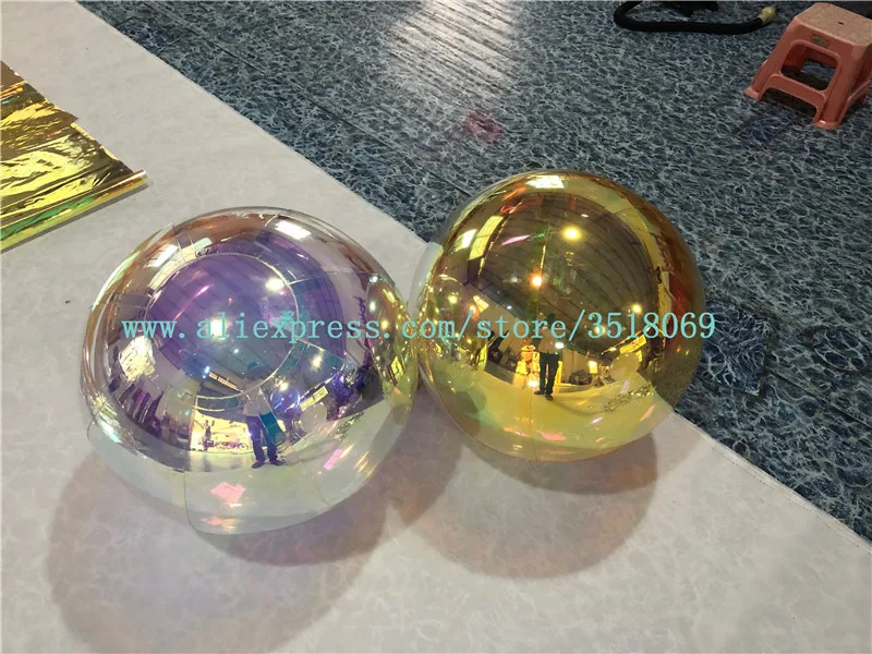 New hanging PVC mirror ball, disco inflatable gold and silver reflective ball suitable for event decoration