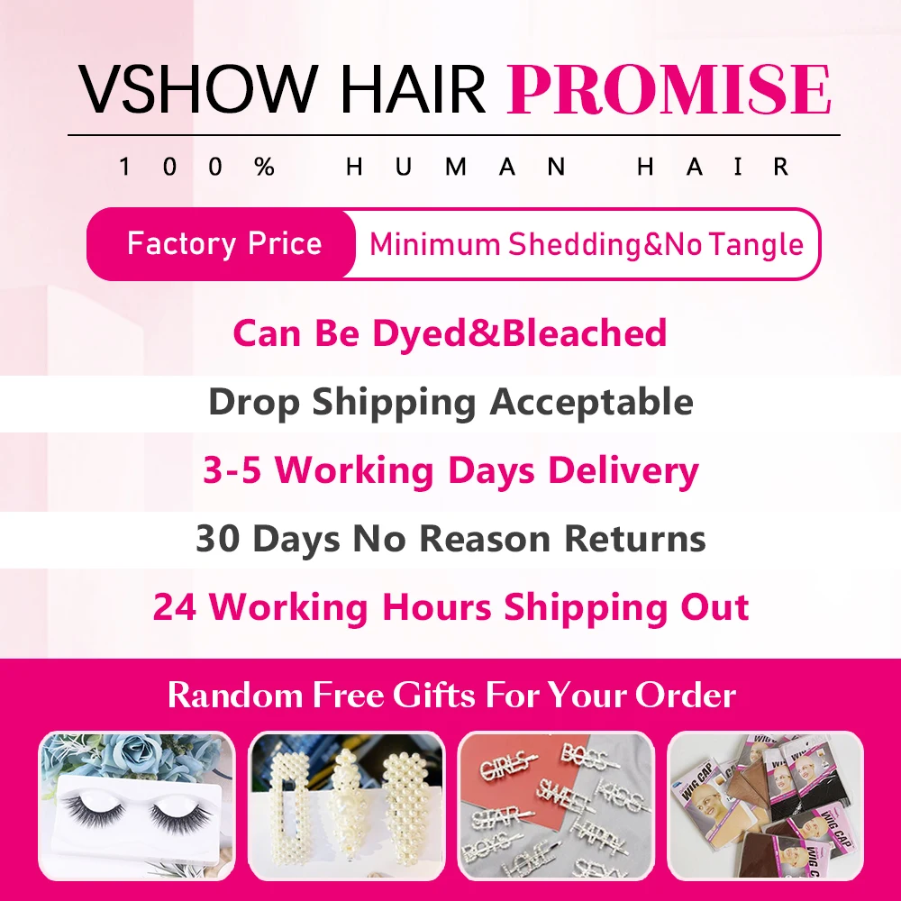 VSHOW Brazilian Natural Wave Hair Bundles With Closure 3 or 4 Bundles Deals With 13*4 Ear to Ear Lace Frontal Remy Human Hair