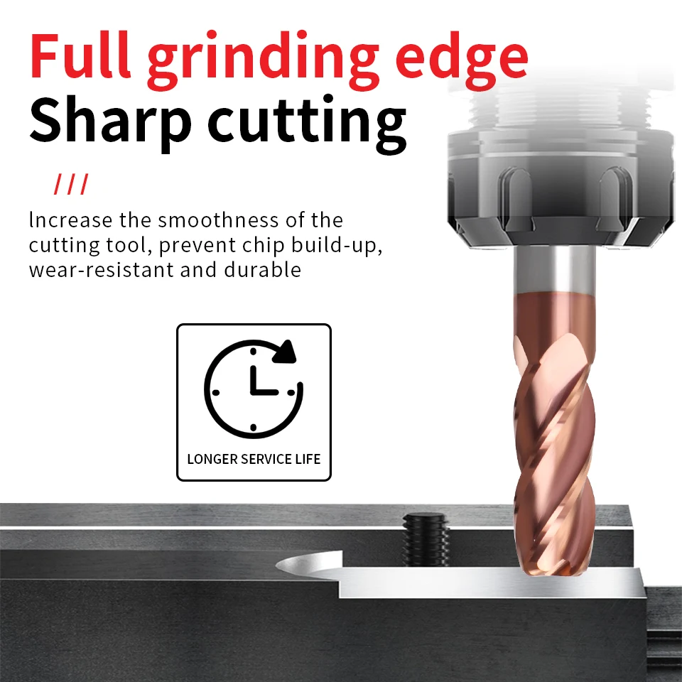 Imagem -04 - Carboneto de Bull Nose End Mill Flautas Cortador de Moagem para o Revestimento da Liga do Metal Router Bits Ferramentas de Corte de Aço de Tungstênio Hrc55 65