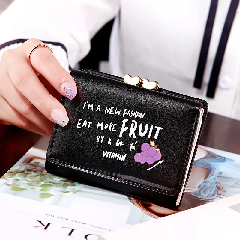Fashionable Cute Mini Card Holder Coin Cartoon Fruit Purse Female for Student New Candy Color Wallet
