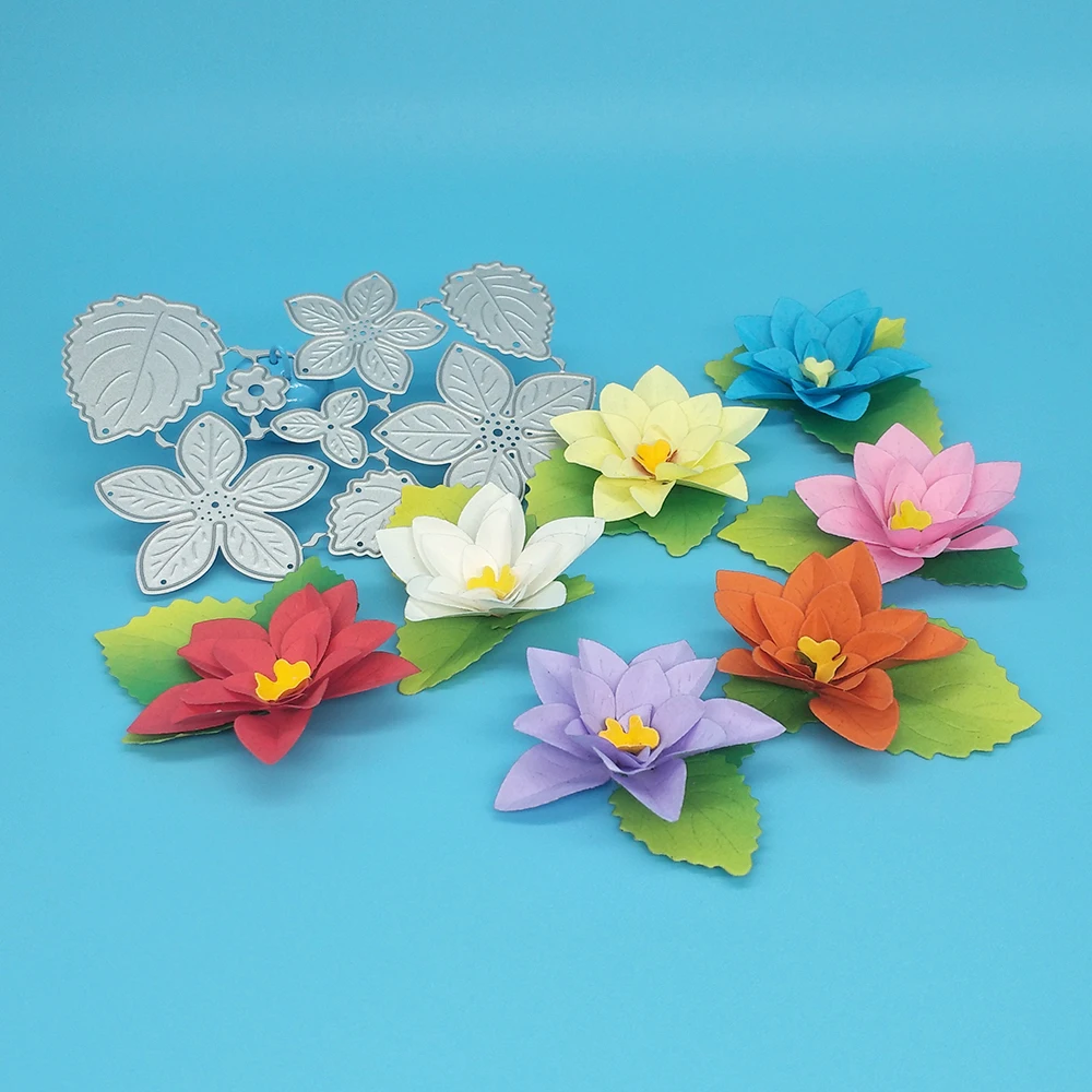 

Exquisite flowers, 5 in 1 flowers, 3 leaves, metal cutting dies, scrapbook, photo album decoration, DIY, handmade art