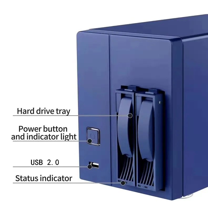 New NAS Server NS-202 2-Bay NFS Network Cloud Storage Disk Station RAID USB3.0 2.5GbE Up To 36 TB Home Personal SOHO