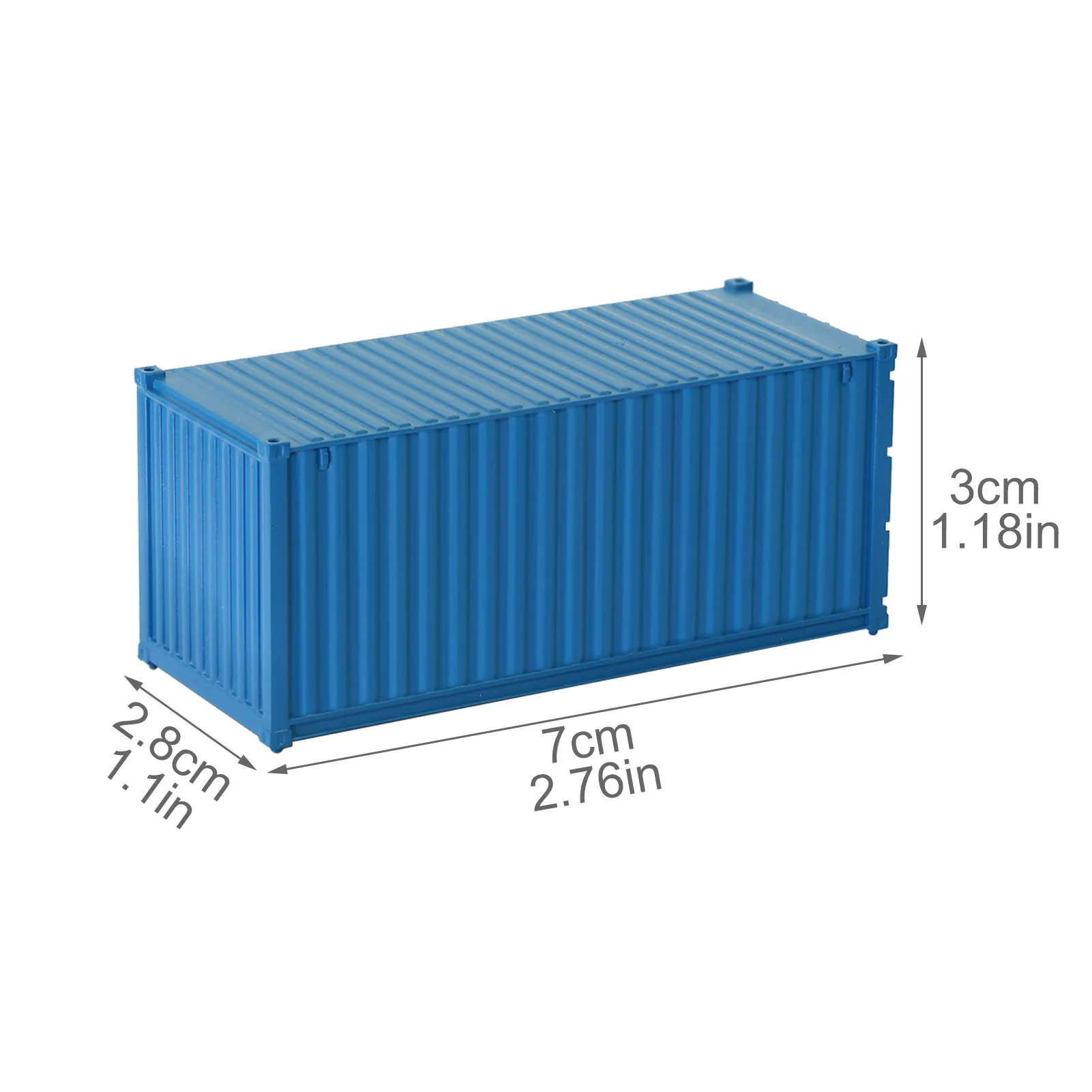 3pcs/8pcs HO Scale 1:87 Blank 20\' (ft) Shipping Containers Pure Color Ribbed Side Container Cargo Box C8720