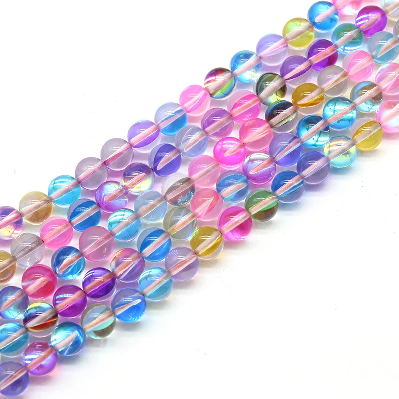 

Natural Moonstone Colorful Imitation Flash Stone Beads Diy Crystal Accessories Synthetic Color Crystal