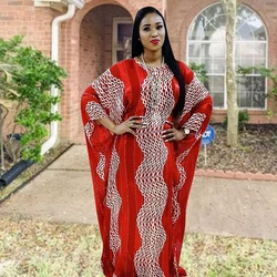 Afrikanische Design Lose Robe Kleider Muslimischen Kleid Dame Partei Europäischen Kleidung Amerikanischen Kleidung Abaya Dubai Druck