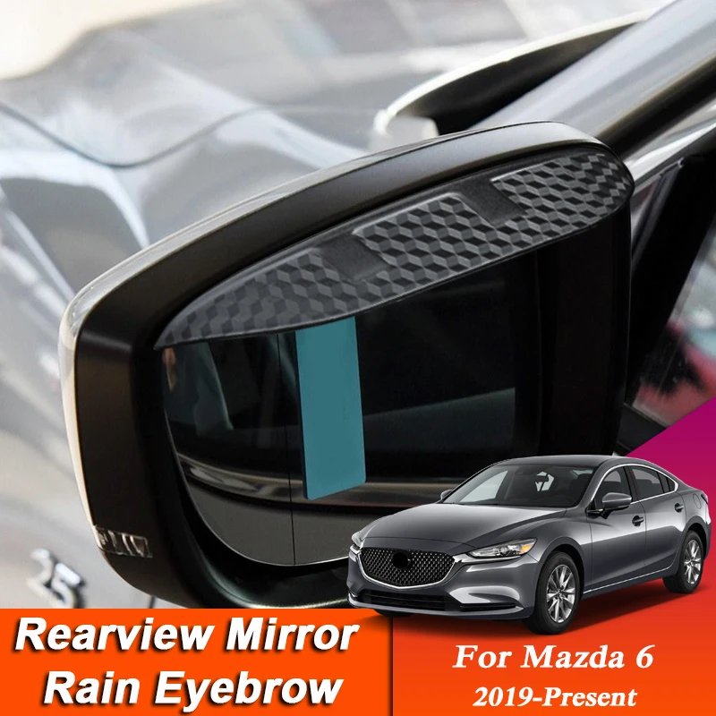 

2PCS Car-styling For Mazda 6 2019-Present Carbon Fiber Rearview Mirror Eyebrow Rain Shield Anti-rain Auto Cover Accessories