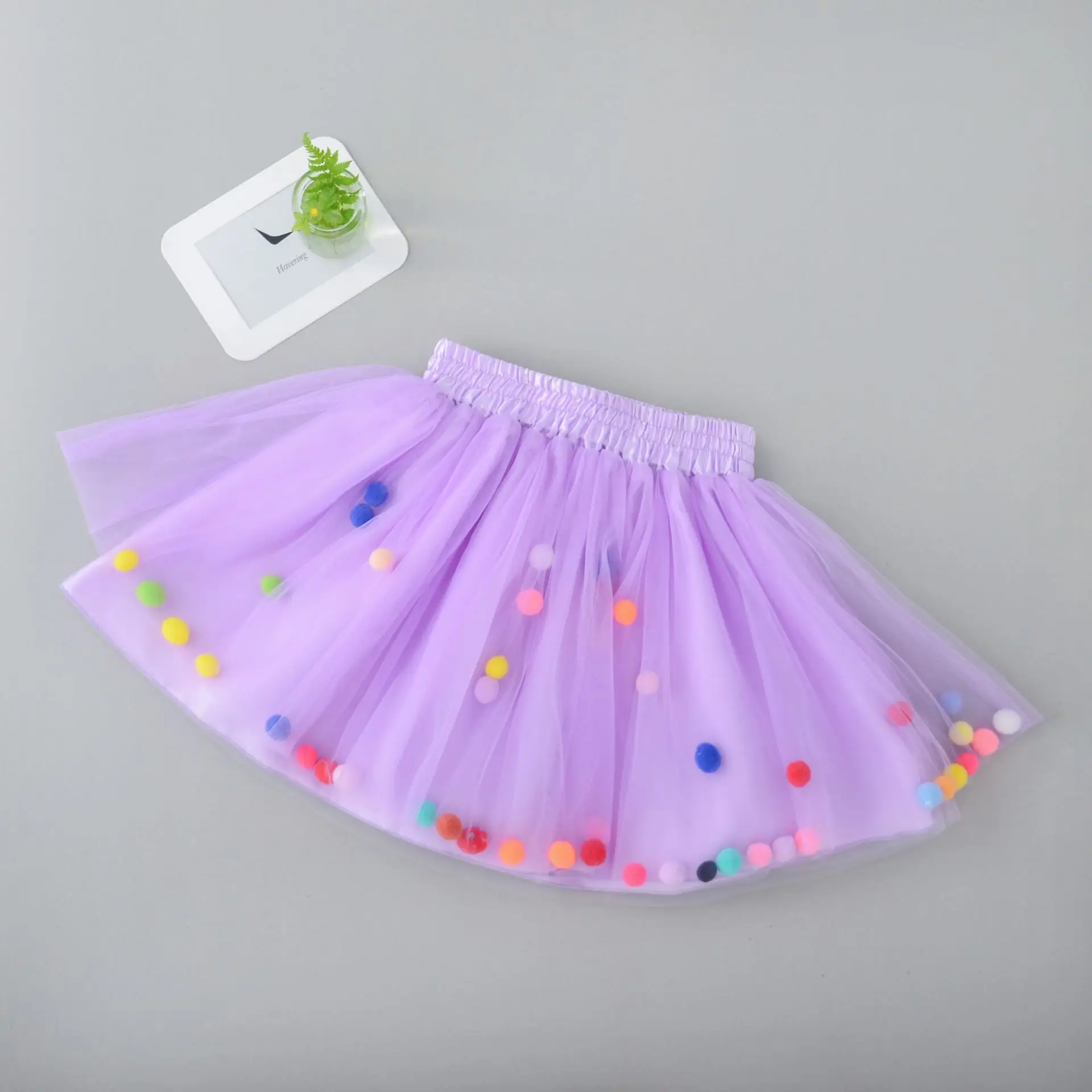 Baby Girls Tutu Skirts Kids Elastic Waist Pettiskirt Girl Princess Tulle Skirt Colorful Pompom Skirts Children Clothing