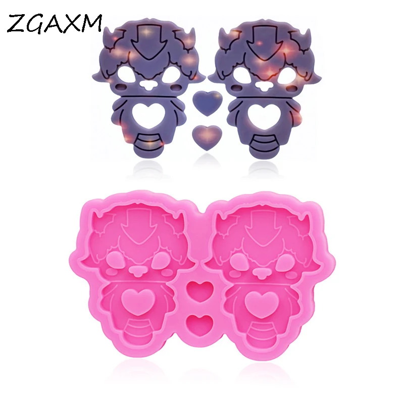 LM469 New Shiny Glossy Robot Earrings Silicone Mold Epoxy Mold Necklace Jewelry Making Gadgets DIY Jewelry Craft Clay Mold