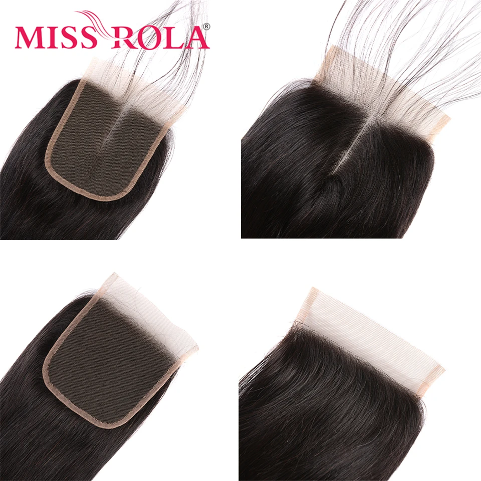 Miss Rola Hair-extensiones de pelo brasileñas con cierre Frontal, accesorio capilar liso de 5x5 y 6x6, cabello 100% humano Remy, color marrón claro