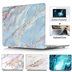 Macbook Pro 13 için Laptop Case M1 Macbook Air 13 için kılıf M2 15 hava dokunmatik kimliği için Macbook Pro 16 12 14 mermer sert kabuk