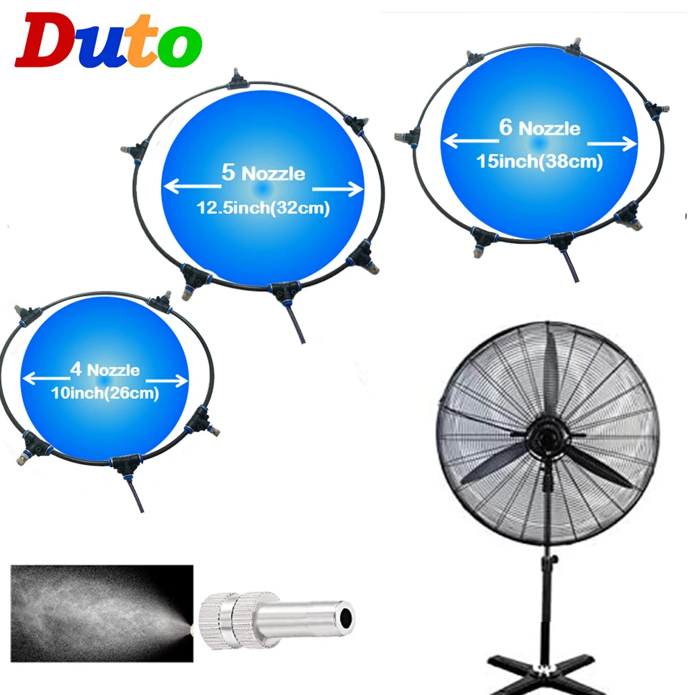 

Outdoor Misting Fan Cooler PE Ring 6M Inlet Pipes 4/5/6 Quick Slip Nozzle Suitable for All Type of Outdoor Fans