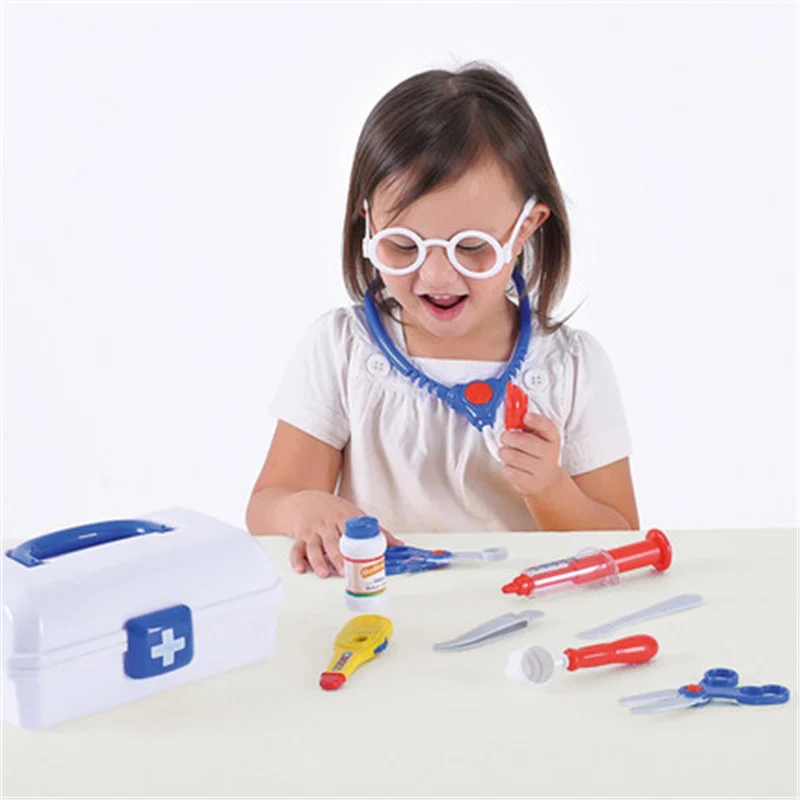 Children's family doctor first aid kit stethoscope injection set suitcase storage box role play toy