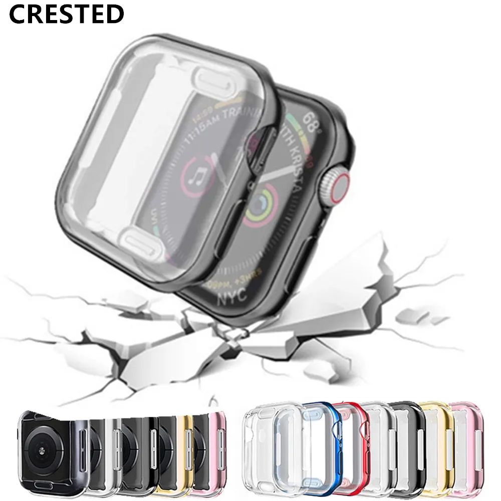 Funda de silicona suave para apple watch, protector de pantalla para iwatch series 8, 7, 6, SE, 5, 4, 3, 45mm, 41mm, 44mm/40mm, 42mm/38mm, 45mm