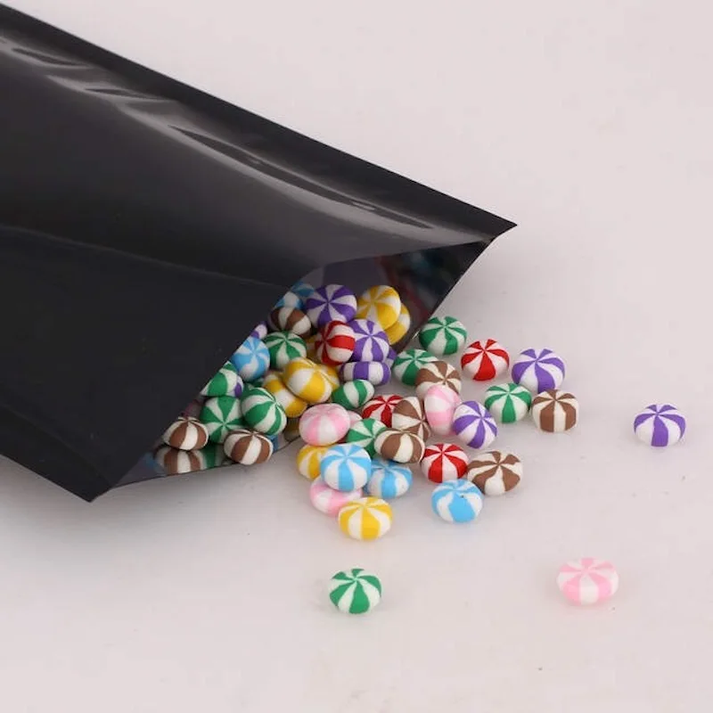 6 ✖️9cm 200pcs aluminum foil Three side seal Black open top packaging bag mini pack bag for powder grocery