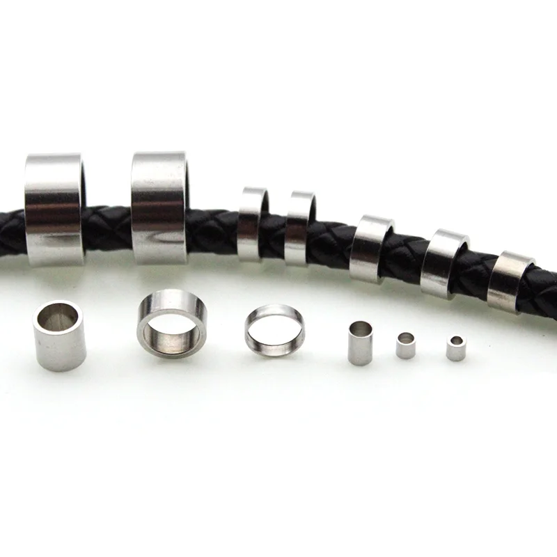 20-100Pcs Stainless Steel Beads Round Big Hole Loose Tube Spacer Beads For Jewelry Making Bracelet Necklace Findings Accessories