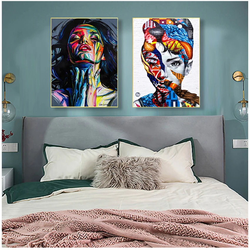 Canvas Paintings On The Wall Pictures For Home Decor Street Graffiti Wall Art Canvas Prints Abstract Pop Art Girls Watercolor