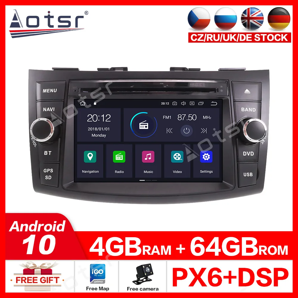 Android 10,0 4 + 64GB car Multimedia DVD  player For SUZUKI SWIFT 2011-2016 car radio recorder GPS navigation vídeo, multimedia