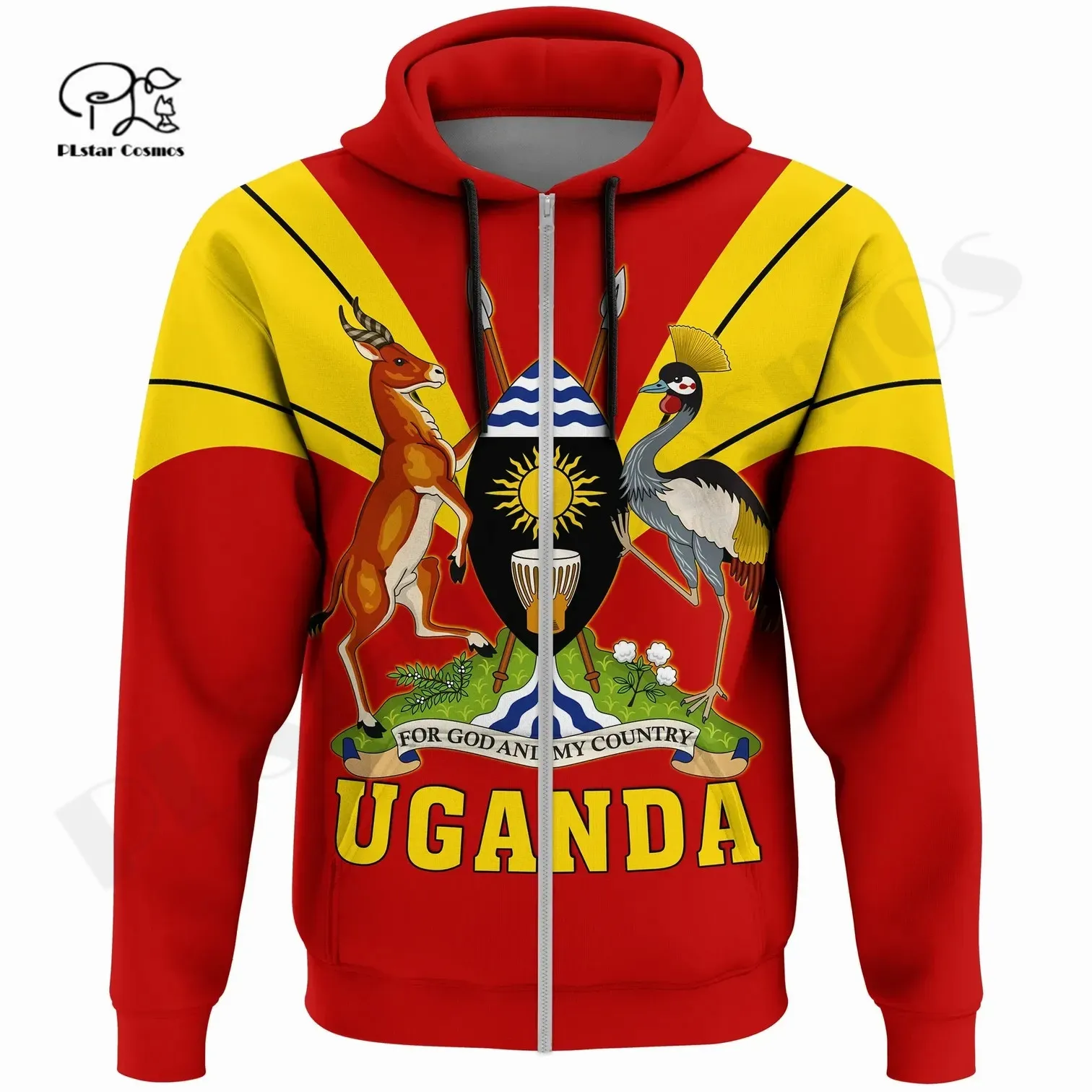 PLstar Cosmos 3DPrint Newest Afirca Uganda Flag Tribe Art Funny Unique Harajuku Streetwear Unisex Hoodie/SweatshirtZip Style-9