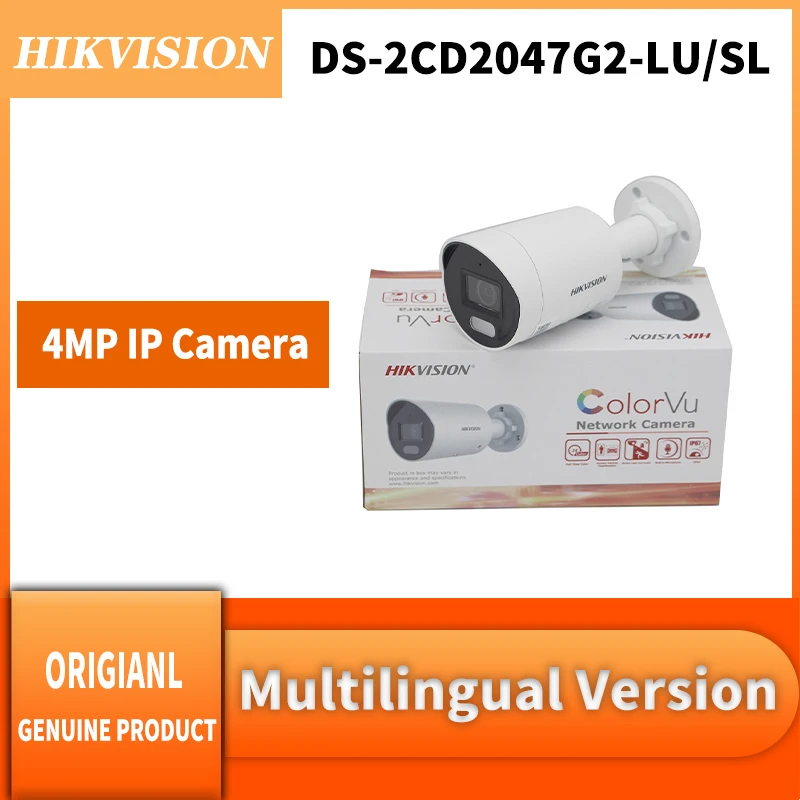 Hikvision Original DS-2CD2047G2-LU/SL 4MP IP Camera ColorVu Strobe Light And Audible Warning Fixed Bullet Network Camera