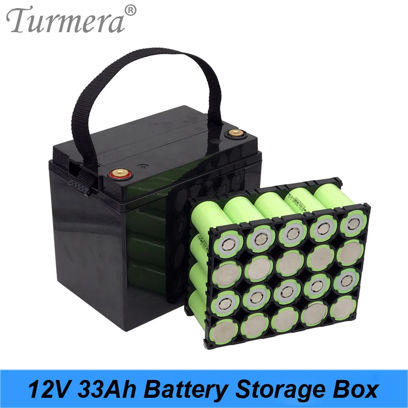 

Turmera 12V 33A Battery Storage Box with 4S 100A Balance BMS Nickel 4X5 32700 Lifepo4 Battery Holder for UPS or Solor System Use