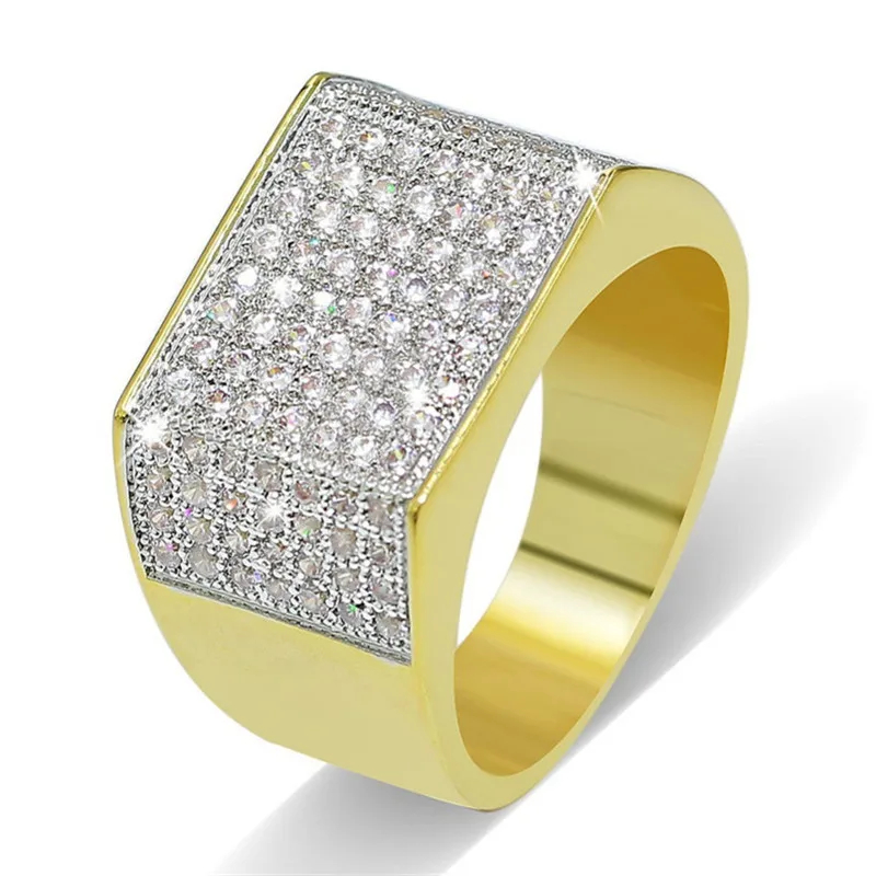 Men\'s Luxury Hip Hop Ring jewelry 925 Silver bling SONA Simulated Diamond painting full gold rings for boys Party gift Size 8-13