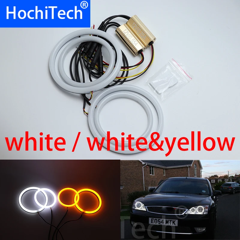 

For FORD Mondeo MK3 2001-2007 White & yellow Cotton LED Angel eyes kit halo ring Turn signal light