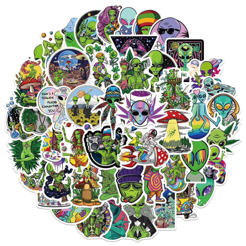 10/30/50PCS Psychedelic Alien Stickers Aesthetic DIY Skateboard Water Bottle Helmet Phone Cool Graffiti Kid Decals Toy Gift