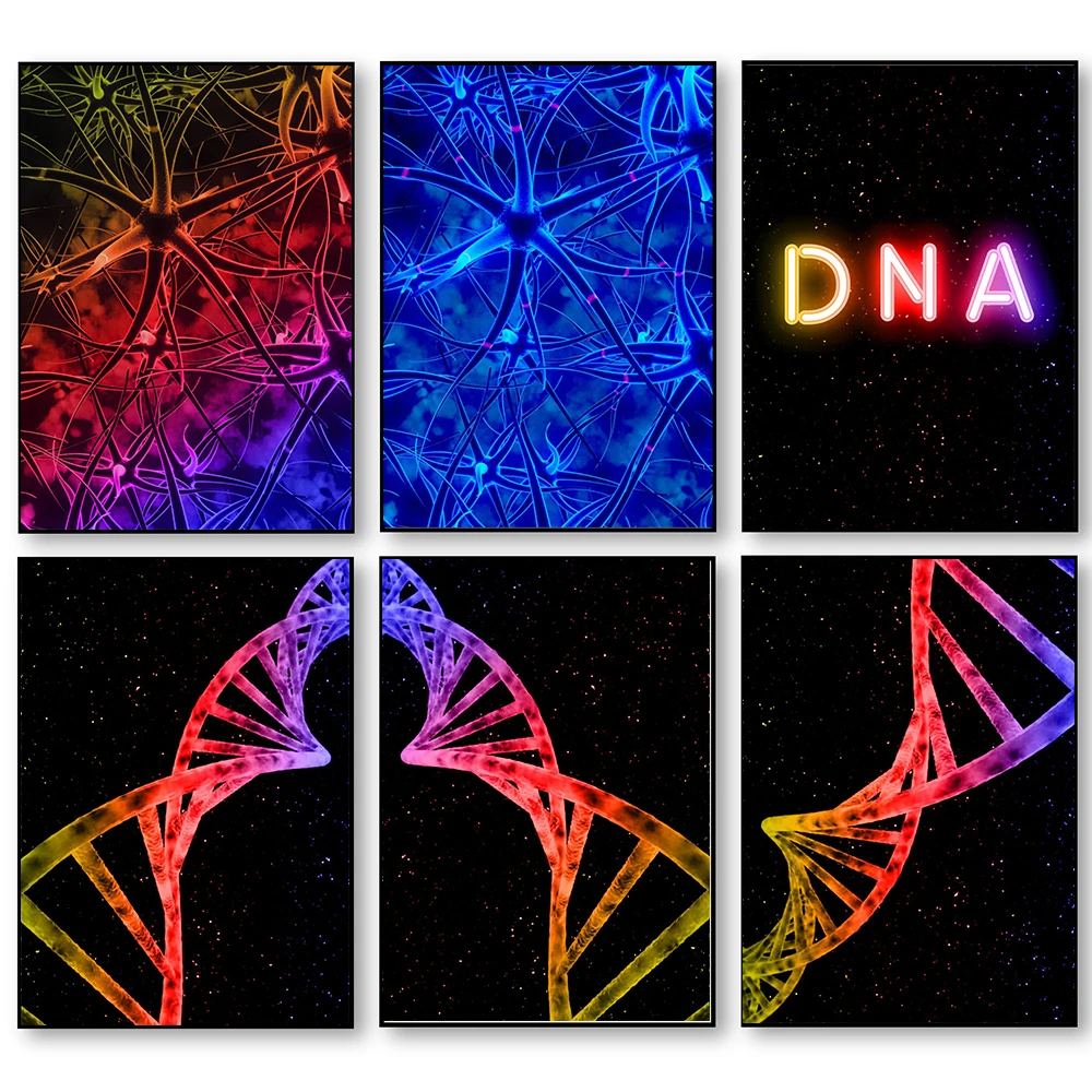 Modern Canvas Painting Nerve Cells DNA Poster and Prints Gene Science Wall Art Picture for Living Room Home Decor