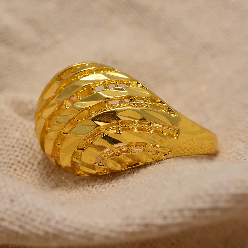 Gold Color Rings for Women Man Gold Color Africa Ring Ethiopian Jewelry Arab India Nigeria Middle East Metal Wedding Ring