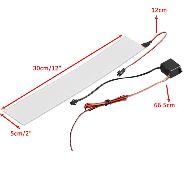 12V Flexible EL luminescent film Light Panel Electroluminescent Back Light Strip Lamp with Inverter 30x5cm For Home Car Party