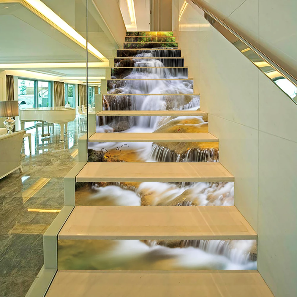 Boutique Landscape Staircase Sticker For To The Second Floor Decorative House Stairs Decals Self-adhesive Waterpoof Wallpaper