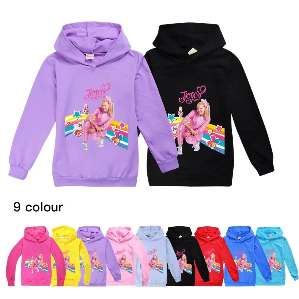 

Unisex 9 colors Girls Jojo Siwa Clothes Casual Tracksuit Children Hoodies Jacket Sportswear Boys Spring Sport Clothing+hair bow