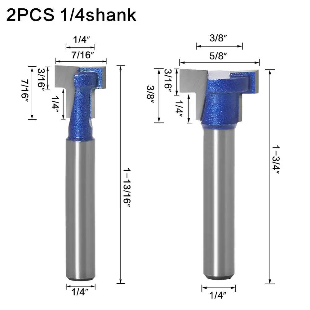 1pc 6mm 1/4inch Shank T-Slot Cutter Router Bit Set Key Hole Bits Hex Bolt T Slotting Milling Cutter for Wood Woodworking Tool