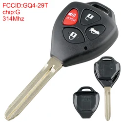Remote Smart Car Key Replacement 314Mhz 4 Button Car  Remote Key Fob with G Chip GQ4-29T Fit for Toyota Corolla 2010-2013