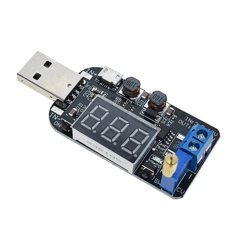 EQV With Current USB Micro USB 5V to 3.3V 9V 12V 18V 24V Adjustable Buck-Boost Power Supply Voltage Regulator Module LED Display