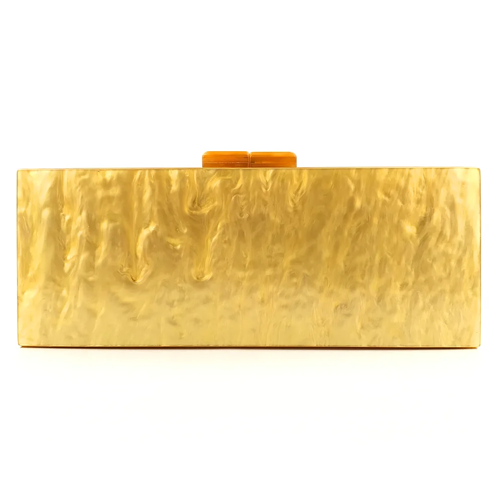 

LuxEcho 2020 new Fashion sweet Dinner Bag Yellow long box pearl lady acrylic bag