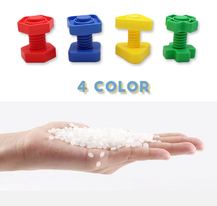 8Pcs/Set Screw Building Blocks Nut Shape Match Puzzle Toys For Children Infant Montessori Shape Color Recognize Educational Toys