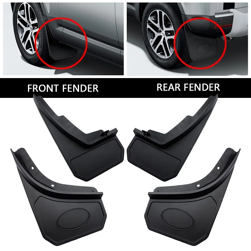 ABS Black For Land Rover Defender 110 130 2020-2024 Car Mudguard Front Rear Wheel Mud Flaps Mud Guard Car Fender Accessories