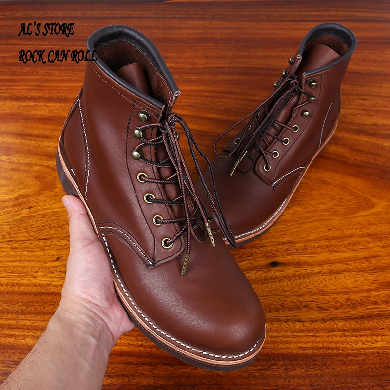 LL400 RockCanRoll Size 35-52 Super Quality Genuine Italian Cow Leather Handmade Goodyear Welted Boots Custom Made Service OK