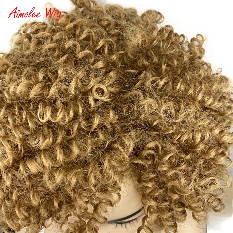 Aimolee Kinky Curly Афро Короткие Волосы Парик для Чернокожих Женщин Повседневная Одежда Партии Косплей