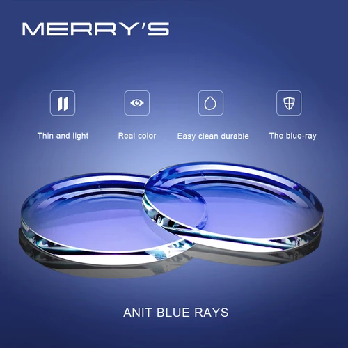 MERRYS Anti luz azul bloqueo 1,56 1,61 1,67 prescripción CR-39 lentes de gafas asféricas de resina miopía hipermetropía presbicia lente