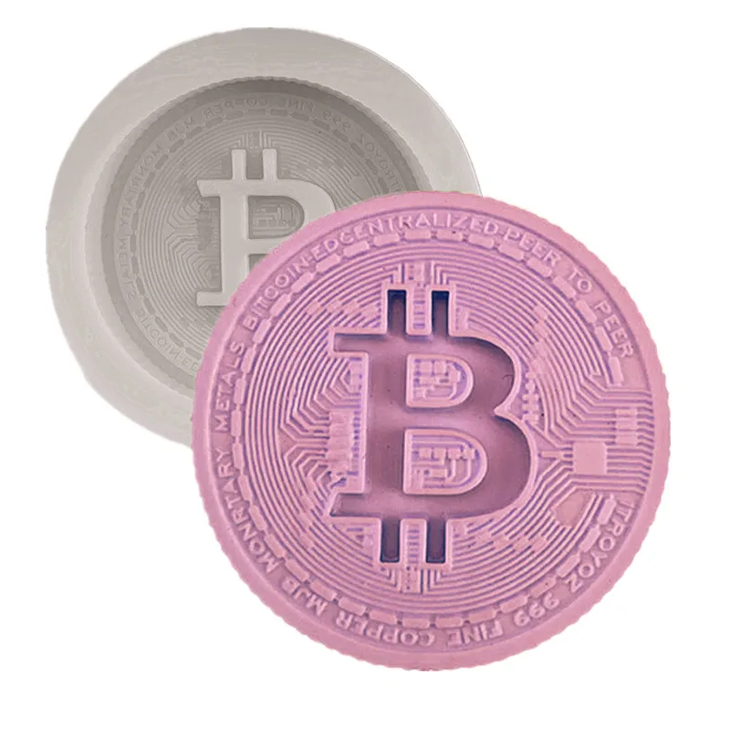 3d Bitcoin Silicone Mold Kitchen Baking Tool Resin Cake Lace Decoration DIY Design Chocolate Pastry Dessert Fondant Moulds