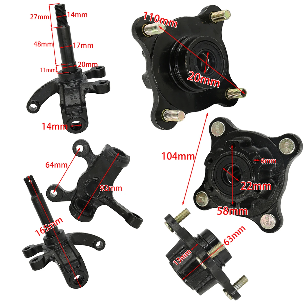 1 zestaw kierownicy amortyzator pneumatyczny pierścionki na środek palca wrzeciona nadające się do China ATV50cc 70cc 90cc 110cc 125cc 150cc 200cc 250cc gokart Buggy rower ATV części