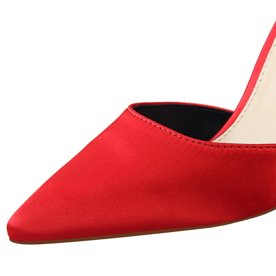 2023 Plus size 34-43 Women Shoes Pointed Toe Pumps Dress Shoes High Heels Boat Shoes Wedding Shoes tenis feminino Side with Bow