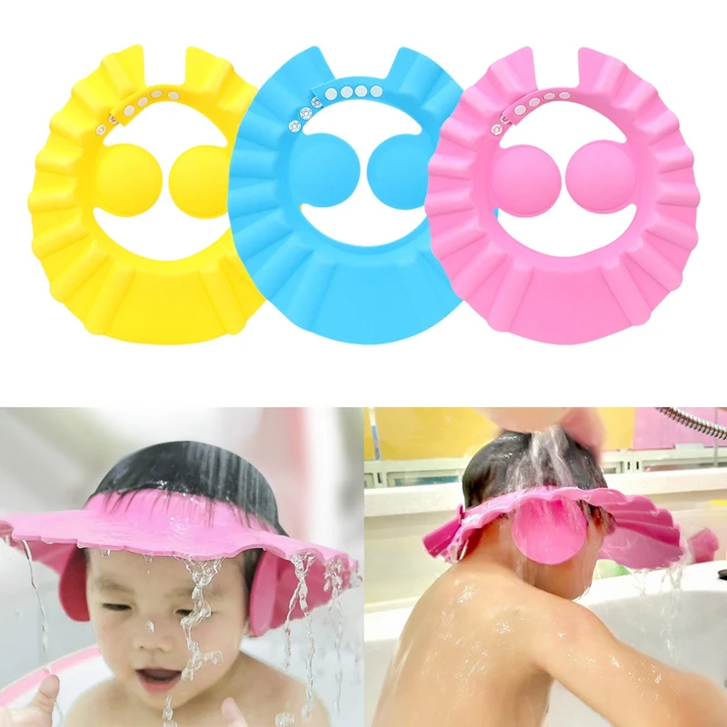 Bath Wash Hair Cap Ear Protection Children Shampoo Cap Shower Caps Baby Shower Shield Hat Safe Soft Hat Adjustable