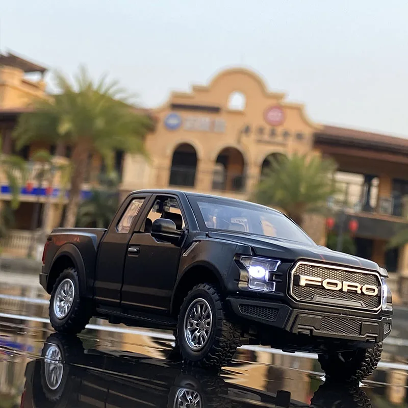 1:32 Ford Raptor F150 Modified Pickup Alloy Car Model Diecasts Metal Toy Vehicles Car Model Simulation Sound Light Kids Toy Gift