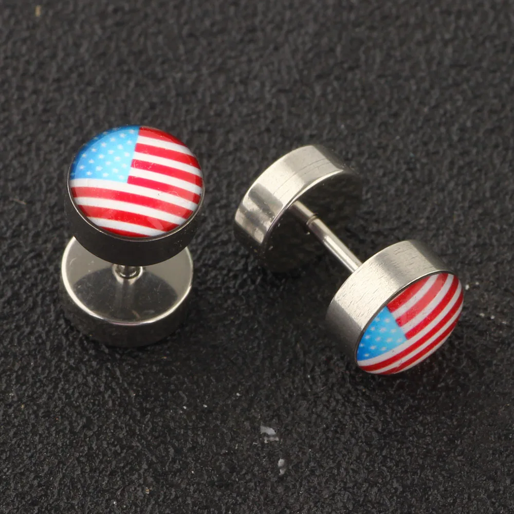 Rock fake ear gauges plugs and tunnels fake piercing expander stretcher cheater ear stud barbell for men women