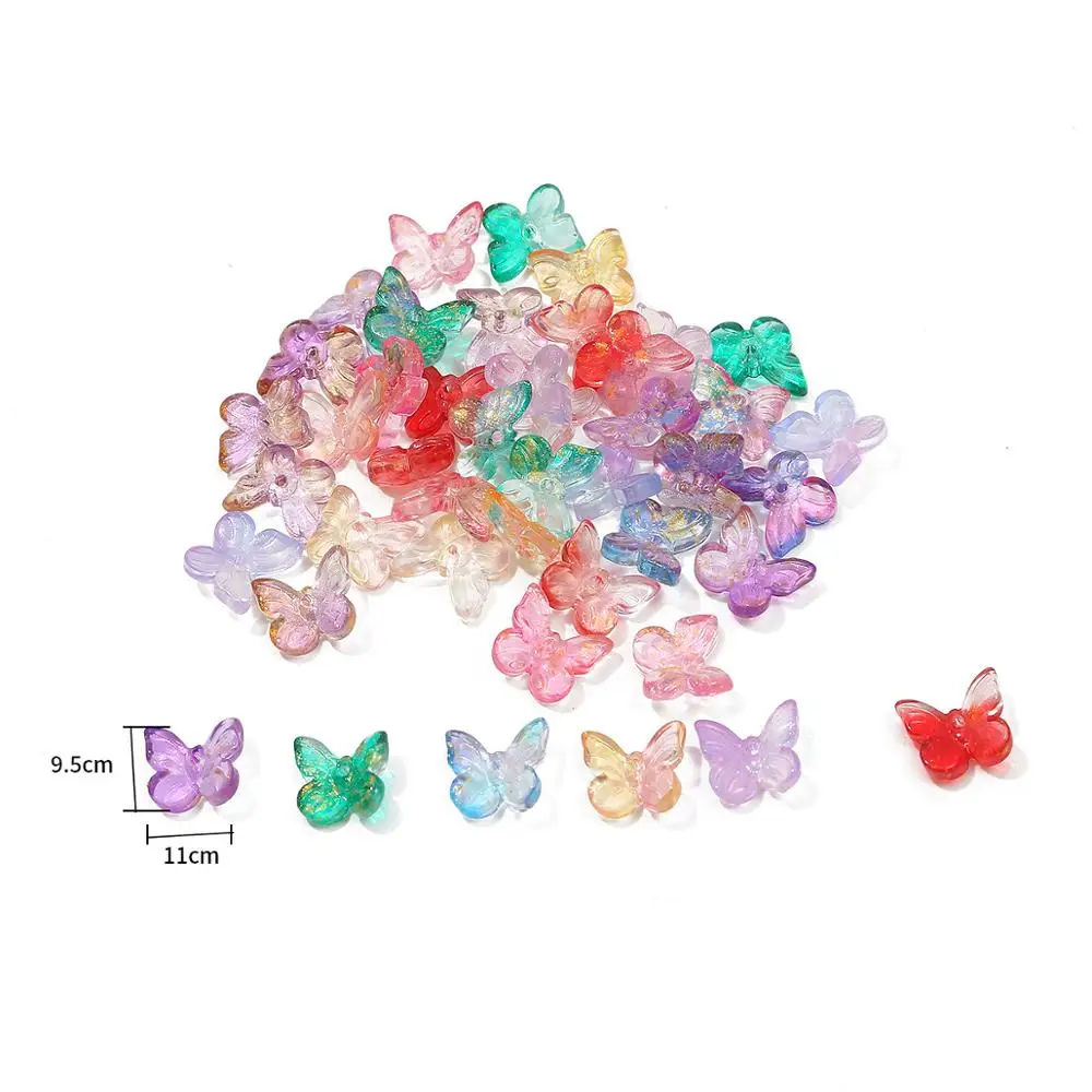 10PCS 11x9.5mm Small Butterfly Shape Lampwork Beads Multi Gradient Color Glass Beads For Jewelry Making Handmade DIY Accessories