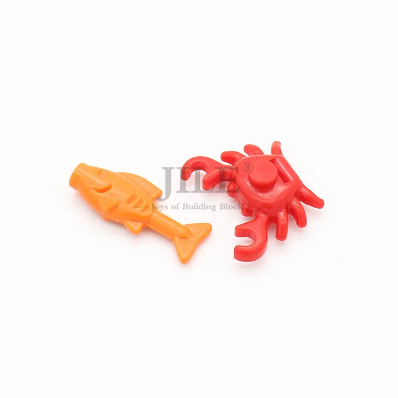 50pcs MOC Building Blocks Fish Crab 64648 33121 Ocean Animal Creative Build Bricks Compatible with Figure Assembles Parts Toys